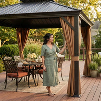 Aluminum Hardtop Gazebo Built to Shelter Year Round, 10x13 Curved Steel Roof, Privacy Curtains, All Season — product view 2