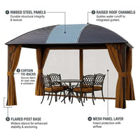 Aluminum Hardtop Gazebo Built to Shelter Year Round, 10x13 Curved Steel Roof, Privacy Curtains, All Season — product view 3