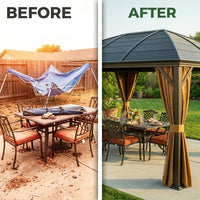 Aluminum Hardtop Gazebo Built to Shelter Year Round, 10x13 Curved Steel Roof, Privacy Curtains, All Season — product view 4