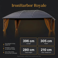 Aluminum Hardtop Gazebo Built to Shelter Year Round, 10x13 Curved Steel Roof, Privacy Curtains, All Season — product view 6