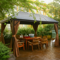 Aluminum Hardtop Gazebo Built to Shelter Year Round, 10x13 Curved Steel Roof, Privacy Curtains, All Season — product view 9